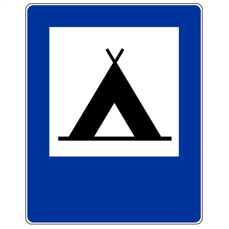 Znak drogowy D-30 - obozowisko lub camping - folia II generacji - 600x750 mm - sklep drogowy Widrog.webp