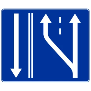 Znak drogowy D-13B - początek pasa ruchu na jezdni dwukierunkowej - 600x750 mm - folia II generacji