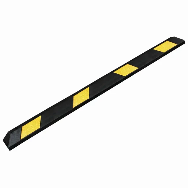 Separator (ogranicznik) parkingowy z kauczuku - żółta taśma odblaskowa - 1830x150x100 mm - sklep drogowy Widrog.webp