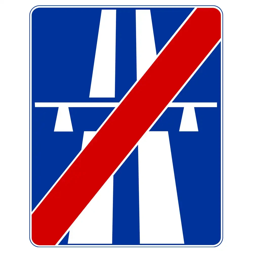 Znak drogowy D-10 - koniec autostrady - folia II generacji - 600x750 mm - sklep drogowy Widrog.webp