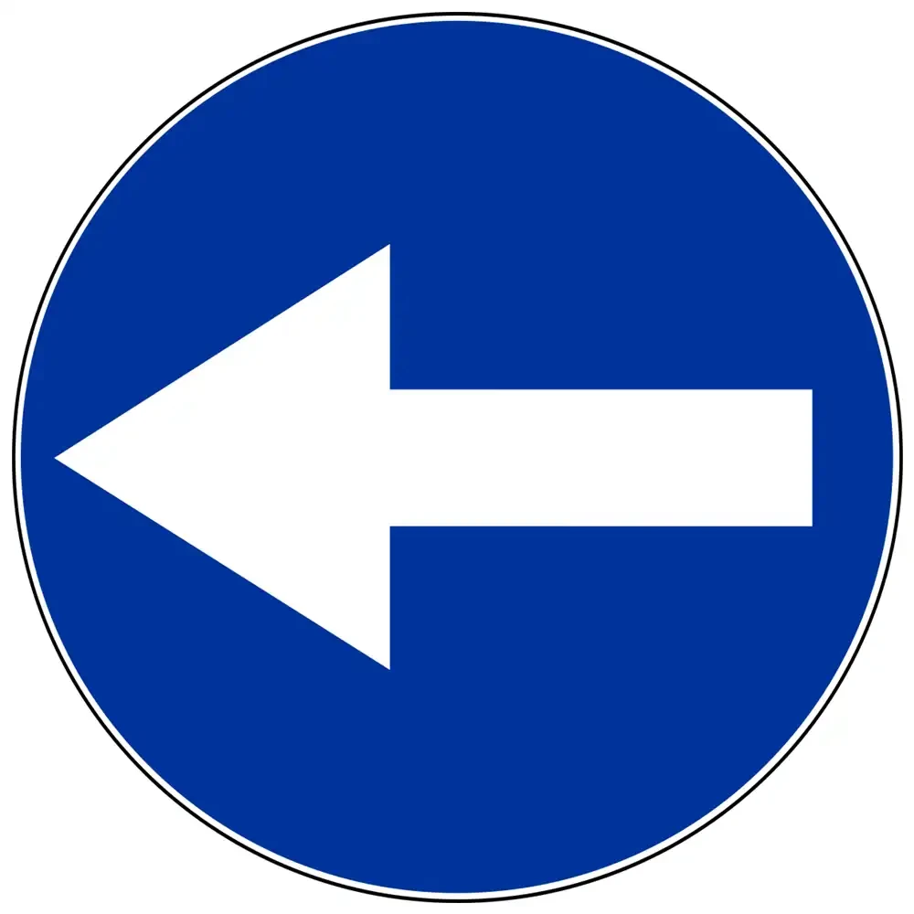 Znak drogowy C-3 - nakaz jazdy w lewo przed znakiem - folia II generacji.webp