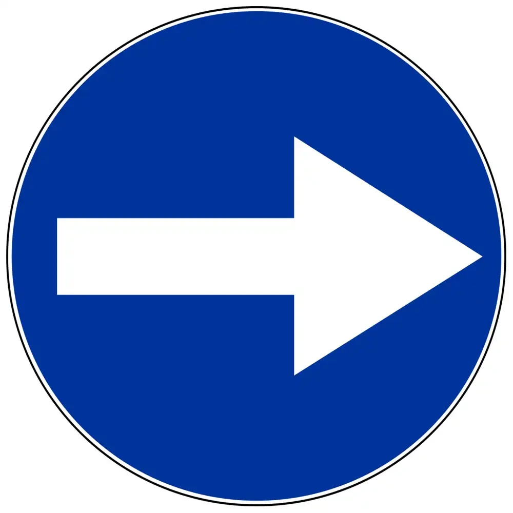 Znak drogowy C-1 - nakaz jazdy w prawo przed znakiem - folia II generacji.webp