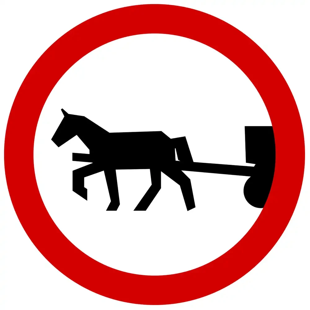 Znak drogowy B-8 - zakaz wjazdu pojazdów zaprzęgowych - folia II generacji.webp