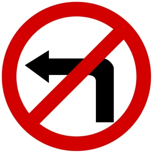 Znak drogowy B-21 - zakaz skrętu w lewo i zawracania - 600 mm - folia II generacji