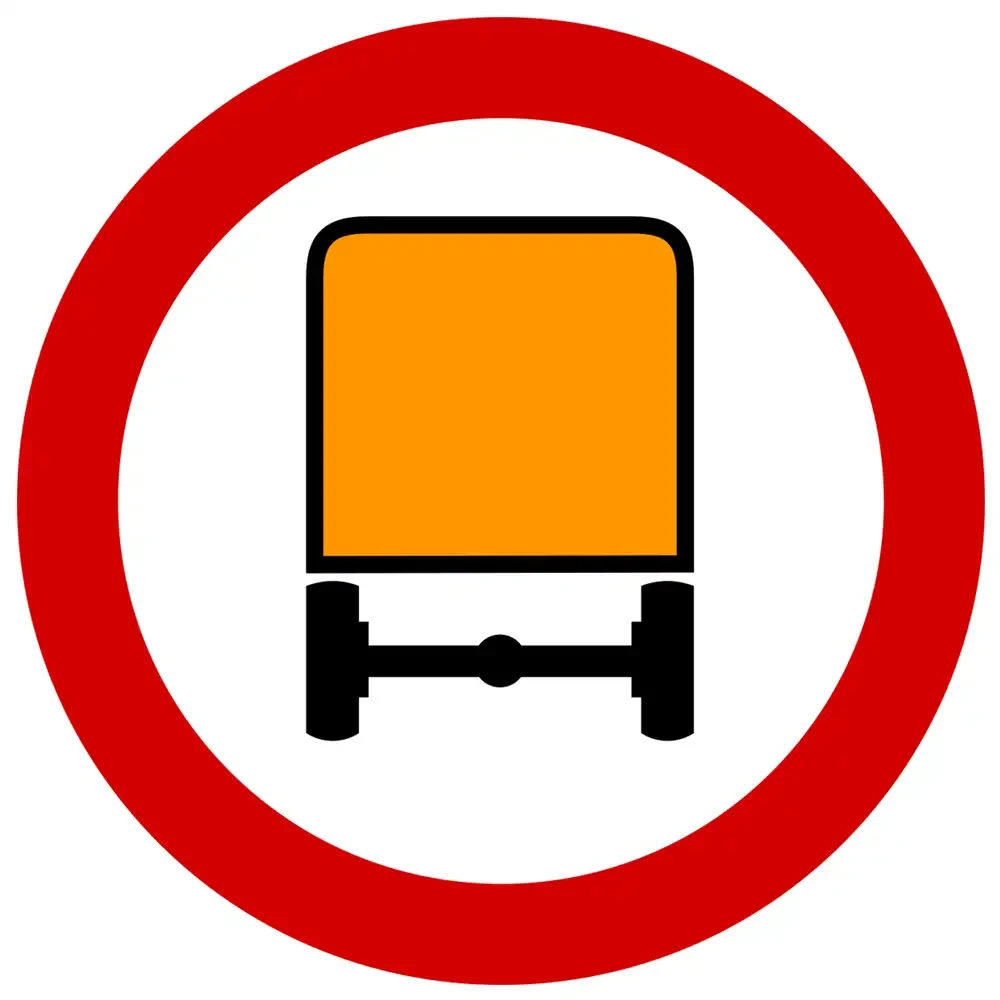 Znak drogowy B-13A - zakaz wjazdu pojazdów z materialami niebezpiecznymi -folia II generacji.webp