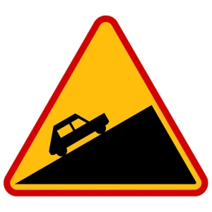 Znak drogowy A-23 - stromy podjazd - 750 mm - folia II generacji