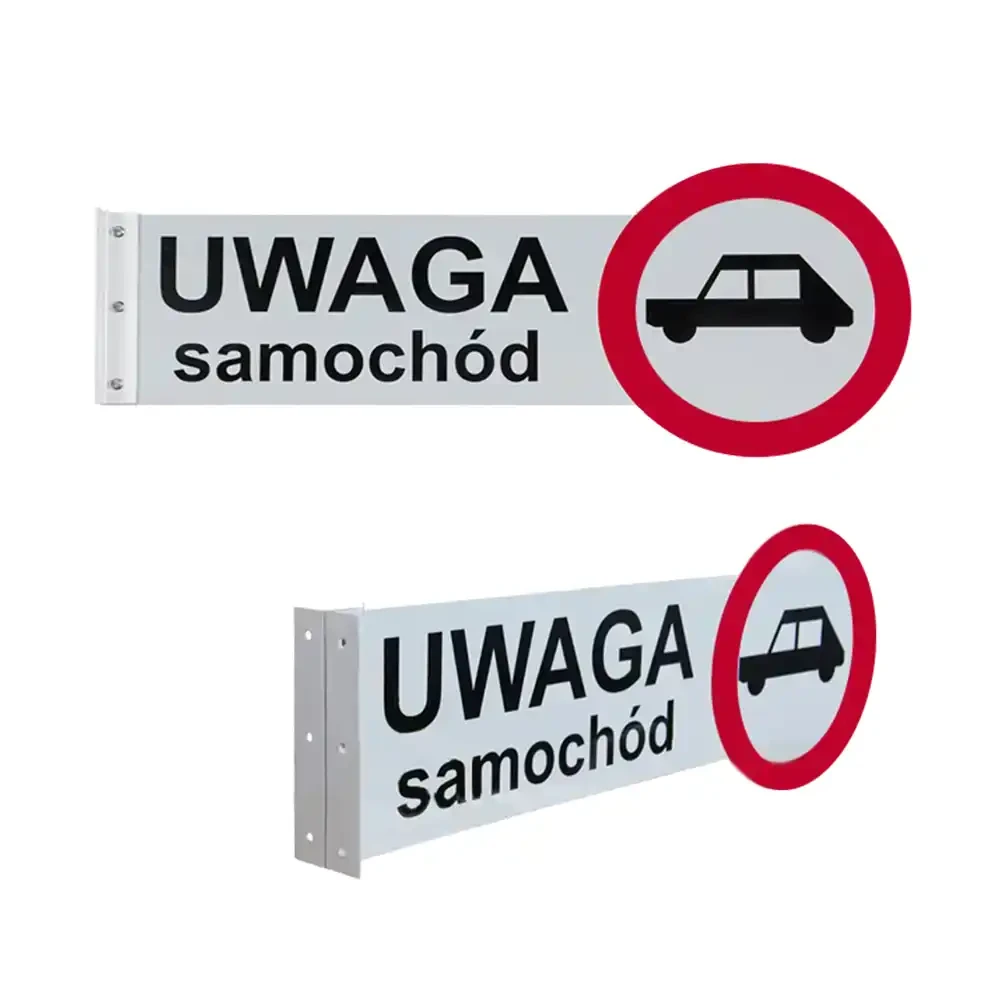 Tabliczka metalowa - Uwaga samochód - 800x300 mm.webp