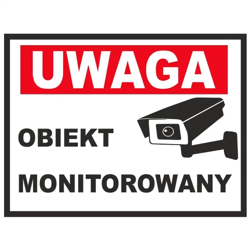 Tabliczka metalowa - Uwaga obiekt monitorowany - 400x300 mm - odblask
