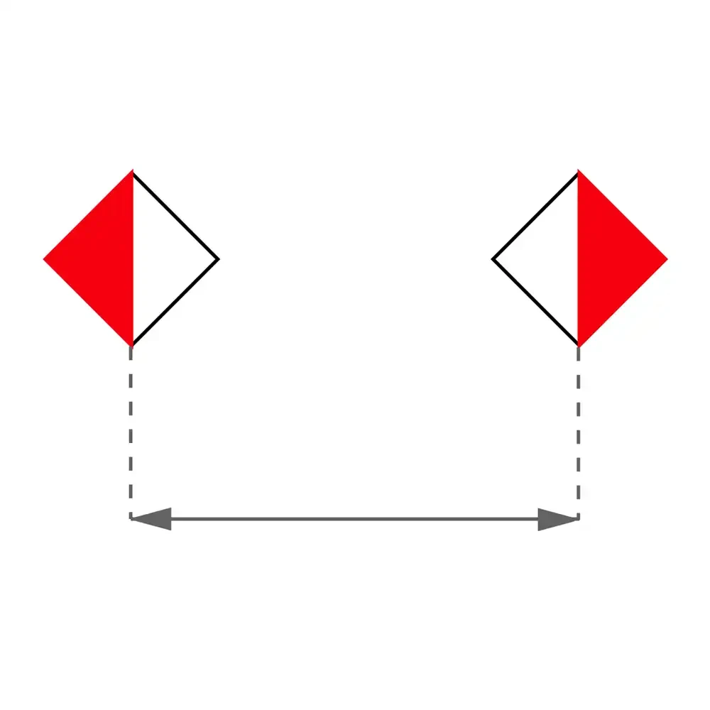 Znak Żeglugi A. 10 - zakaz przejścia poza skrajnią określoną tablicami (pod mostem, przez jaz) - folia II generacji - sklep drogowy Widrog.webp