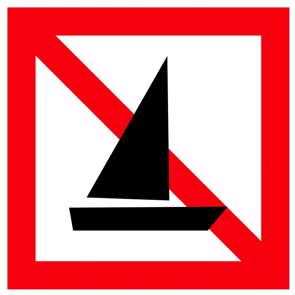 Znak Żeglugi A. 15 - zakaz ruchu statków żaglowych - folia II generacji - sklep drogowy Widrog.webp