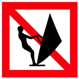 Znak Żeglugi A. 17 - zakaz pływania na desce z żaglem - folia II generacji - 900x900 mm