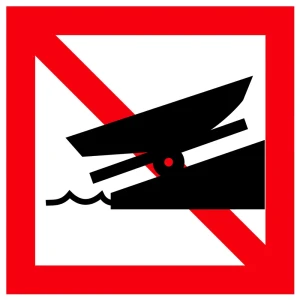 Znak Żeglugi A. 19 - zakaz wodowania i wciągania statków na brzeg - folia II generacji - 900x900 mm