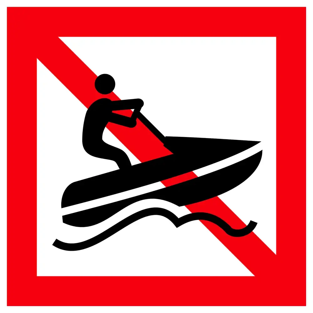 Znak Żeglugi A. 20 - zakaz ruchów skuterów wodnych - folia II generacji - sklep drogowy Widrog.webp