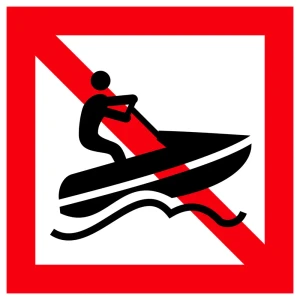 Znak Żeglugi A. 20 - zakaz ruchów skuterów wodnych - folia II generacji - 900x900 mm