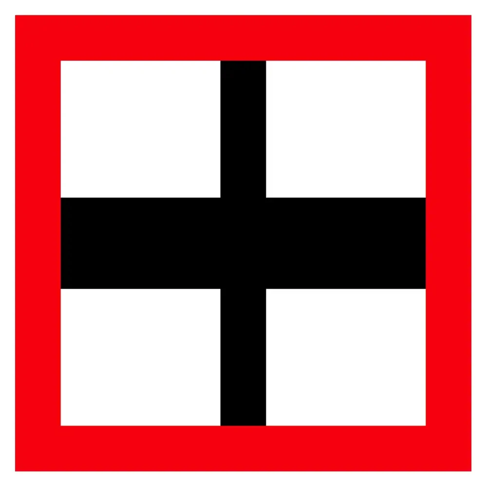 Znak Żeglugi B. 9b - nakaz zachowania szczególnej ostrożności przy przecinaniu drogi wodnej - folia I generacji - 900x900 mm - sklep drogowy Widrog.webp