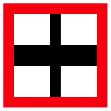 Znak Żeglugi B. 9b - nakaz zachowania szczególnej ostrożności przy przecinaniu drogi wodnej - folia I generacji - 900x900 mm - sklep drogowy Widrog.webp