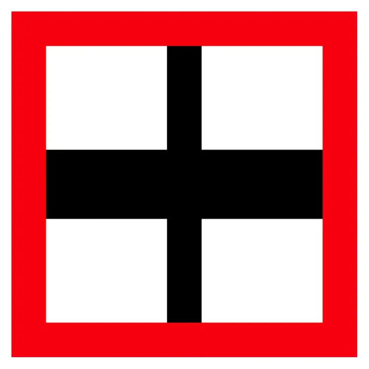 Znak Żeglugi B. 9b - nakaz zachowania szczególnej ostrożności przy przecinaniu drogi wodnej - folia I generacji - 900x900 mm - sklep drogowy Widrog.webp