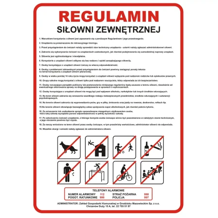 Tabliczka z regulaminem siłowni zewnętrznej - 500x700 mm.webp