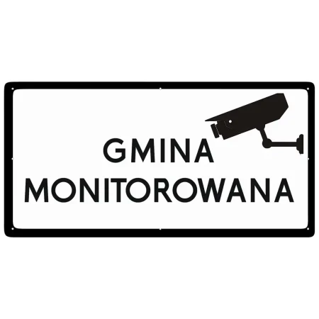 Tabliczka biała z blachy płaskiej - Gmina monitorowana - 400 x 200 mm - sklep drogowy Widrog.webp