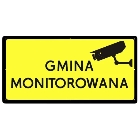 Tabliczka żółta z blachy płaskiej - Gmina monitorowana - 400 x 200 mm - sklep drogowy Widrog.webp