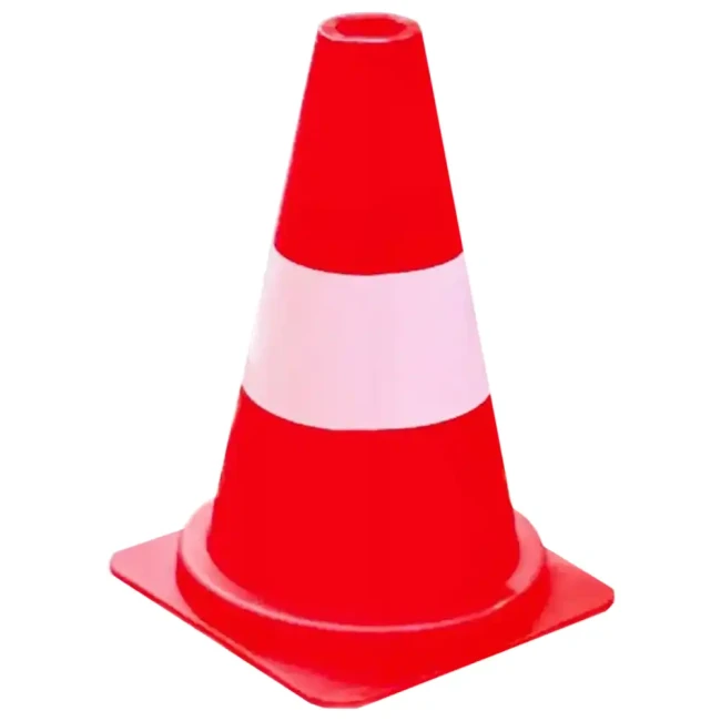 Pachołek drogowy U-23d (30 cm) czerwono-biały, idealny do tymczasowego wyznaczania toru jazdy, oznakowania robót krótkotrwałych i zabezpieczenia świeżych linii. Wytrzymały, elastyczny stożek drogowy dla szkół jazdy i zarządców dróg.