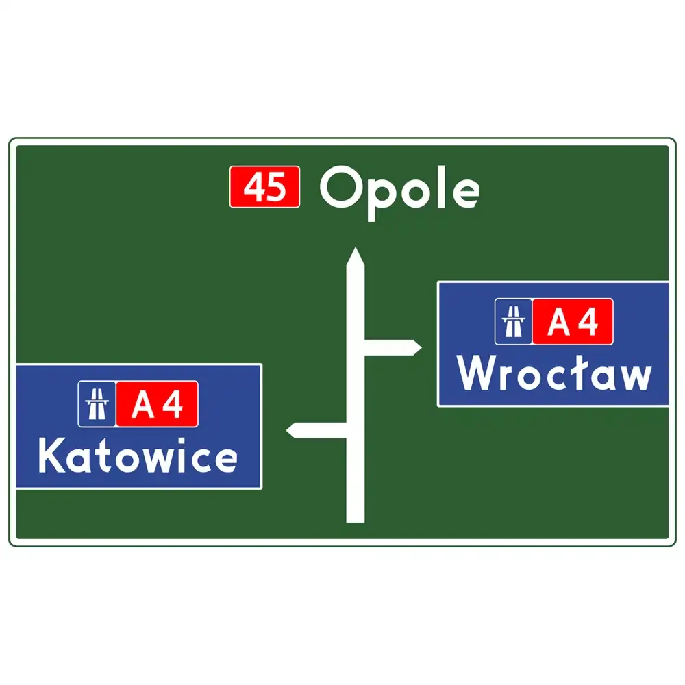 Znak drogowy E-1B - tablica przeddrogowskazowa przed wjazdem na autostradę - folia odblaskowa I generacji - 200x150 cm - sklep drogowy Widrog.webp