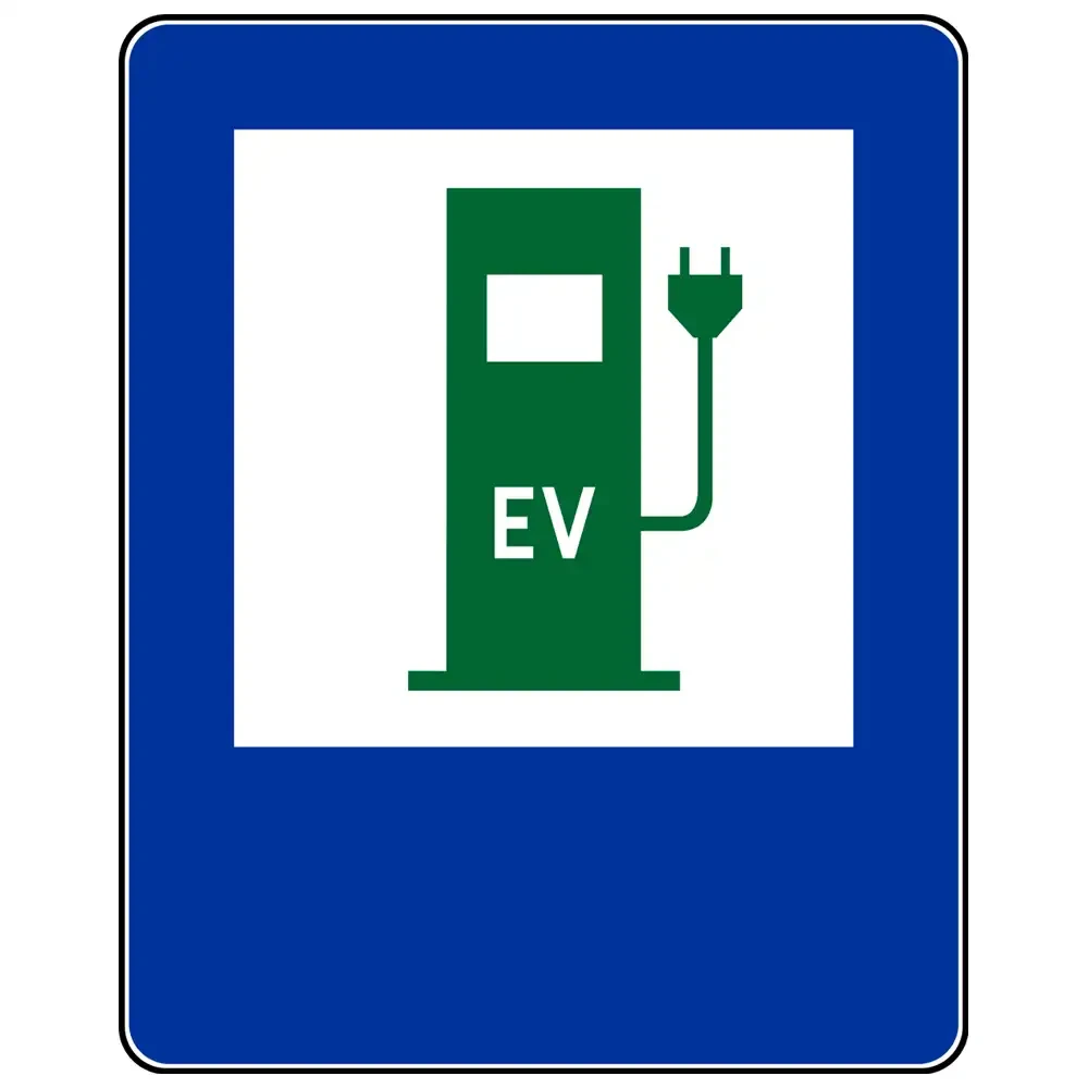 Znak drogowy D-23c - stacja ładowania pojazdów elektrycznych - folia odblaskowa I generacji - 400 x 500 mm - sklep drogowy Widrog.webp