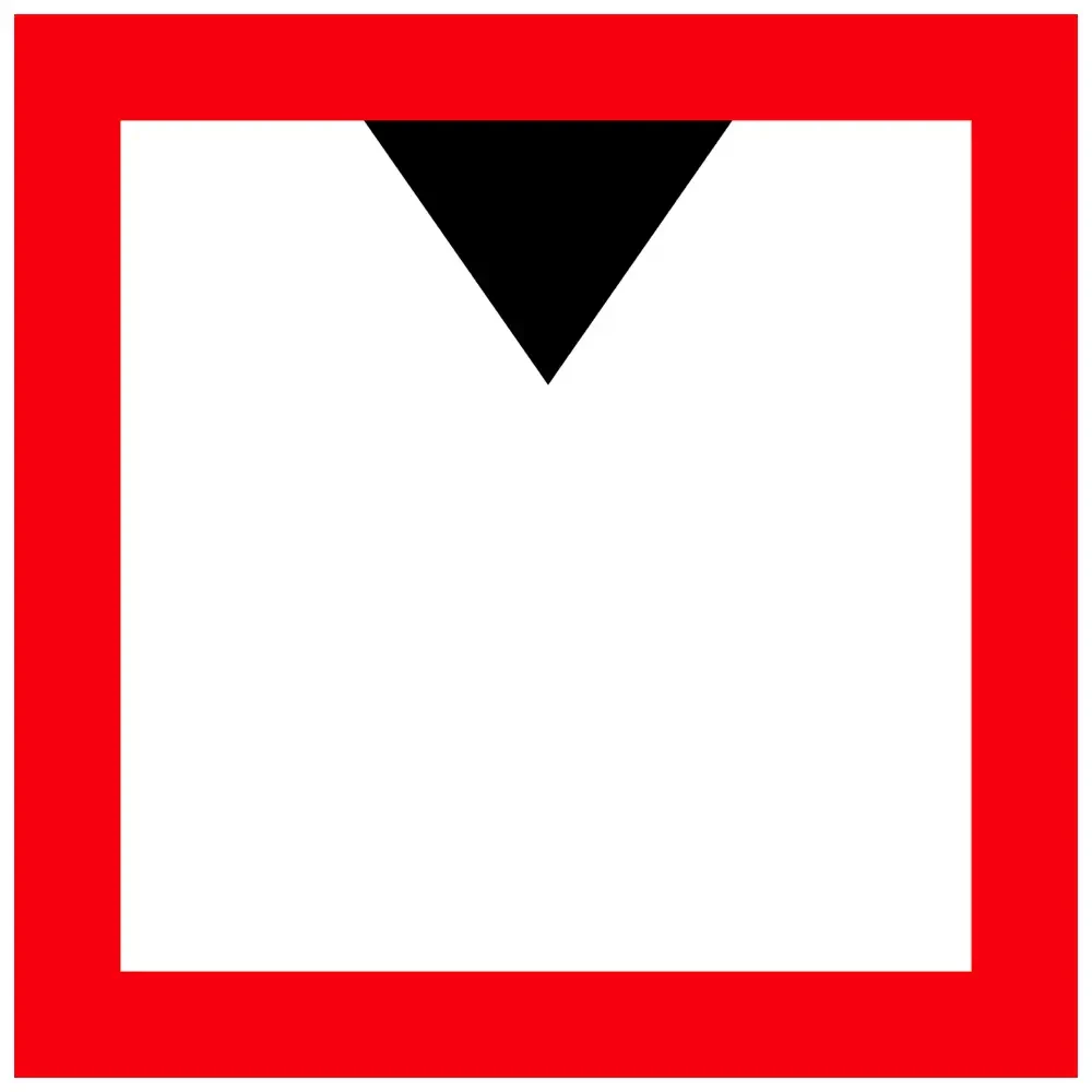 Znak Żeglugowy C. 2 - ograniczona wysokość prześwitu nad zwierciadłem wody - folia odblaskowa drugiej generacji - 900 x 900 mm - sklep drogowy Widrog.webp