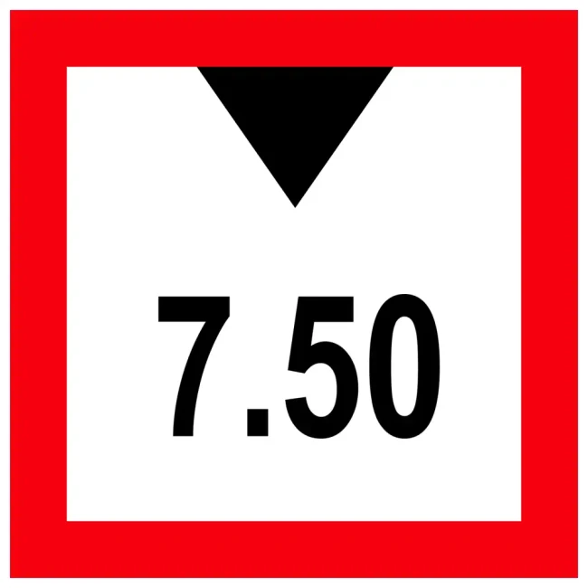 Znak Żeglugowy C. 2 - ograniczona wysokość prześwitu nad zwierciadłem wody 7.50 m- folia odblaskowa pierwszej generacji - 900 x 900 mm - sklep drogowy Widrog.webp
