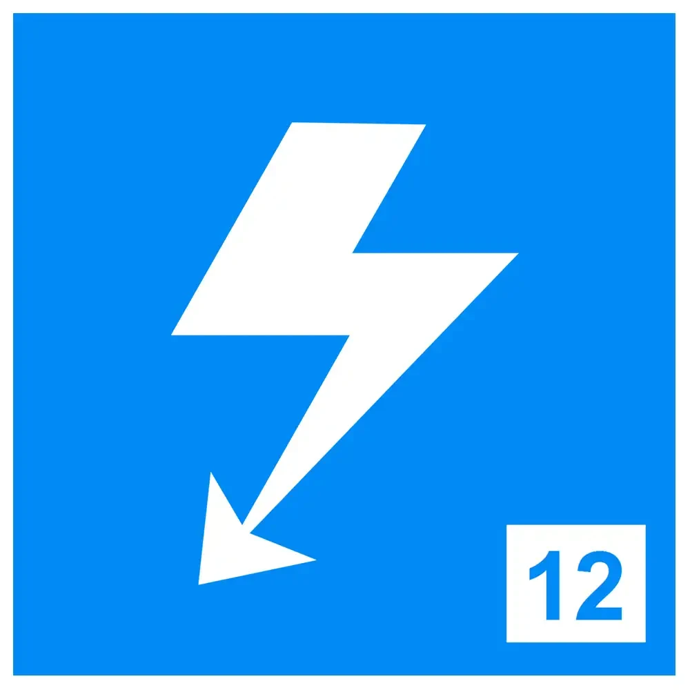 Znak Żeglugowy E. 2 - wskazanie linii napowietrznej nad drogą wodną - folia odblaskowa pierwszej generacji - 900 x 900 mm - sklep drogowy Widrog.webp