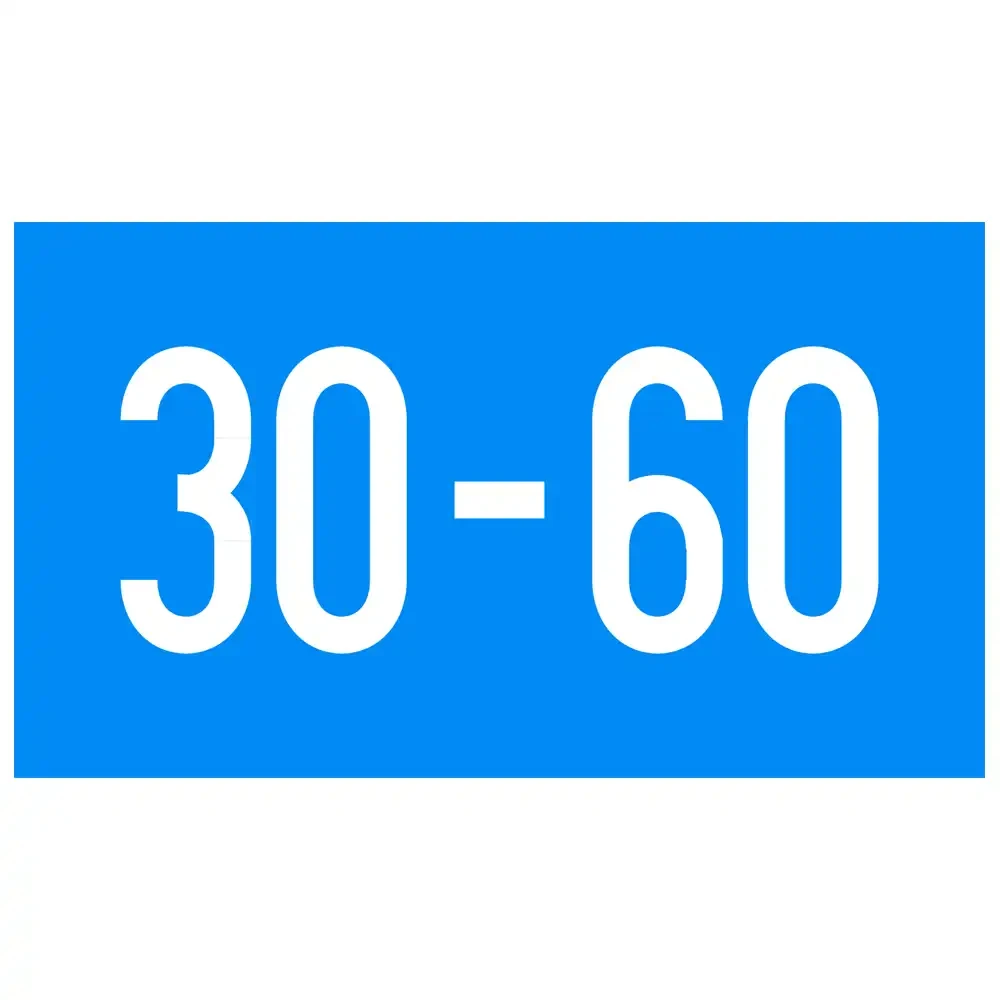 Znak Żeglugowy E. 5.2 - zezwolenie na postój na akwenie ograniczonym odstępami w metrach, podanymi na znaku - folia odblaskowa pierwszej generacji - 1350x900 mm - sklep drogowy Widrog.webp