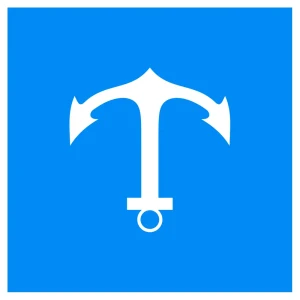 Znak Żeglugowy E. 6 - zezwolenie na postój na kotwicy i wleczenie kotwicy, łańcucha lub liny - folia I generacji - 900x900 mm