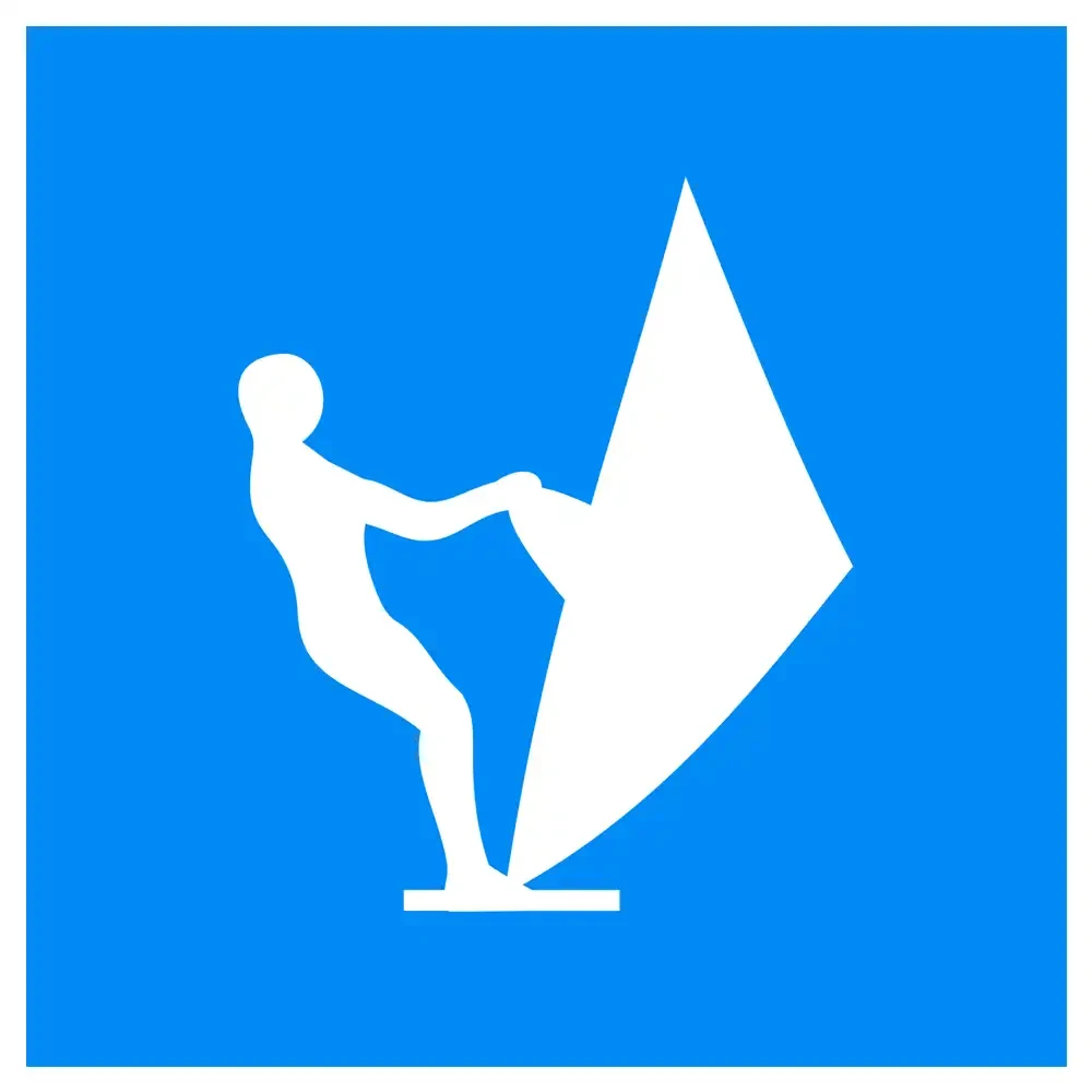 Znak Żeglugowy E. 20 - zezwolenie na pływanie na desce z żaglem - folia odblaskowa drugiej generacji - 900x900 mm - sklep drogowy Widrog.webp