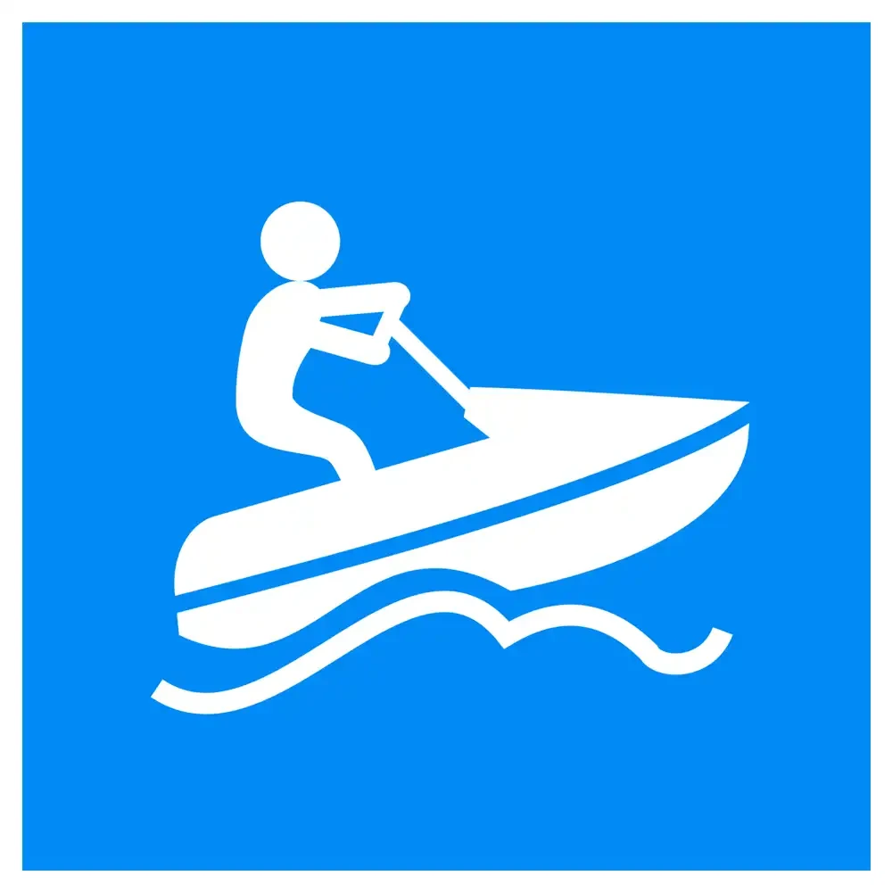 Znak Żeglugowy E. 24 - zezwolenie na ruch skuterów wodnych - folia odblaskowa drugiej generacji - 900x900 mm - sklep drogowy Widrog.webp