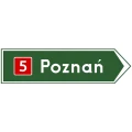 Znak drogowy E-3 - strzała do miejscowości wskazująca numer drogi - folia odblaskowa I generacji - sklep drogowy Widrog.webp
