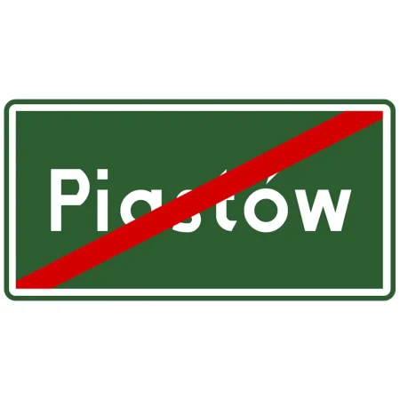 Znak drogowy E-18A - koniec miejscowości - folia odblaskowa I generacji - sklep drogowy Widrog.webp