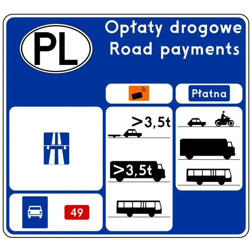 Znak drogowy D-39A - opłaty drogowe - folia odblaskowa I generacji - sklep drogowy Widrog.webp
