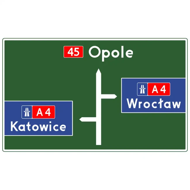 Znak drogowy E-1b - tablica przeddrogowskazowa przed wjazdem na autostradę - folia II generacji- sklep drogowy Widrog.webp