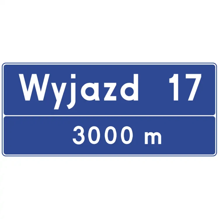 Znak drogowy E-20 - tablica węzła drogowego na autostradzie - folia drugiej generacji - sklep drogowy Widrog.webp