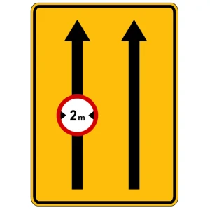 Znak drogowy F-22 - ograniczenia na pasie ruchu - folia II generacji