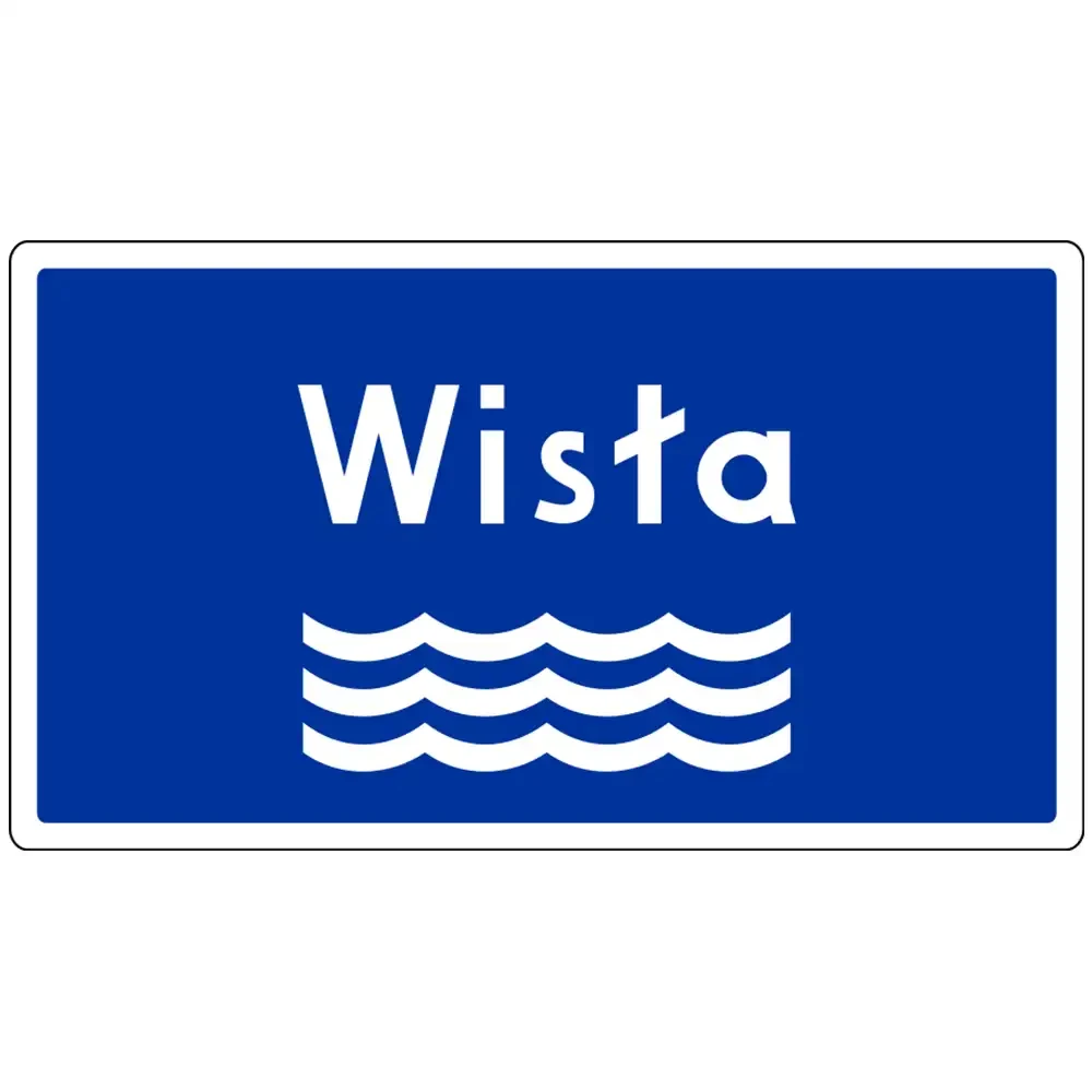 Znak drogowy F-4 - nazwa rzeki - folia odblaskowa drugiej generacji - sklep drogowy Widrog.webp