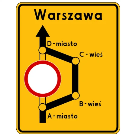 Znak drogowy F-8 - objazd w związku z zamknięciem drogi - folia odblaskowa drugiej generacji - sklep drogowy Widrog.webp