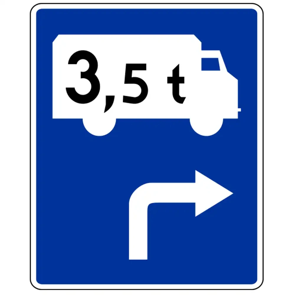 Znak drogowy F-12 - kierunek przejazdu pojazdu tranzytowego - folia odblaskowa drugiej generacji - sklep drogowy Widrog.webp