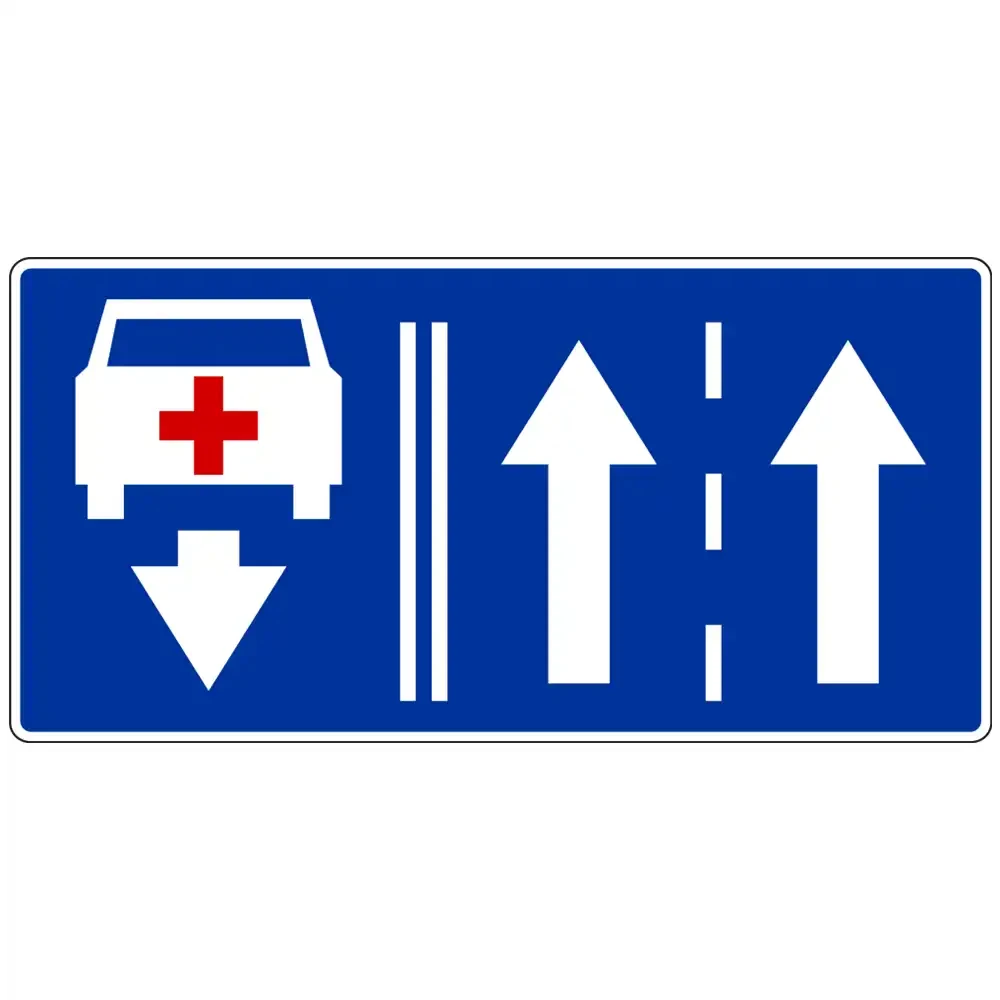 Znak drogowy F-18 - lewy pas ruchu tylko dla pojazdów określonych na znaku - folia odblaskowa drugiej generacji - sklep drogowy Widrog.webp