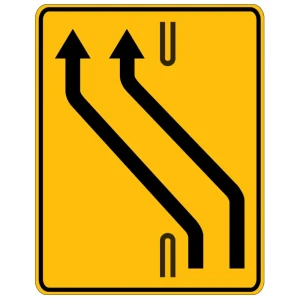 Znak drogowy F-21 - ruch skierowany na sąsiednią jezdnię - folia II generacji