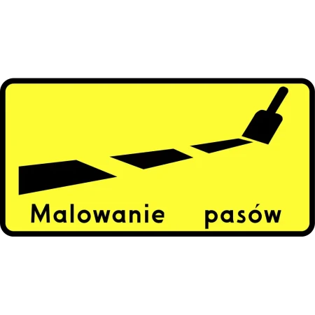 Tabliczka T-19 - wskazuje na malowanie znaków poziomych - folia odblaskowa I generacji - 1600x900 mm - sklep drogowy Widrog.webp