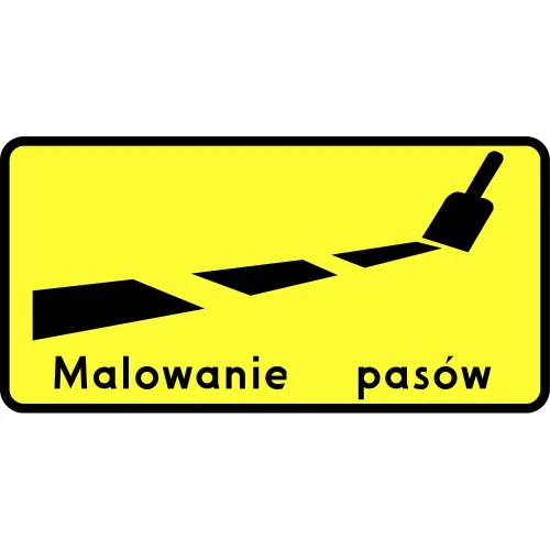 Tabliczka T-19 - wskazuje na malowanie znaków poziomych - 1600x900 mm - folia II generacji