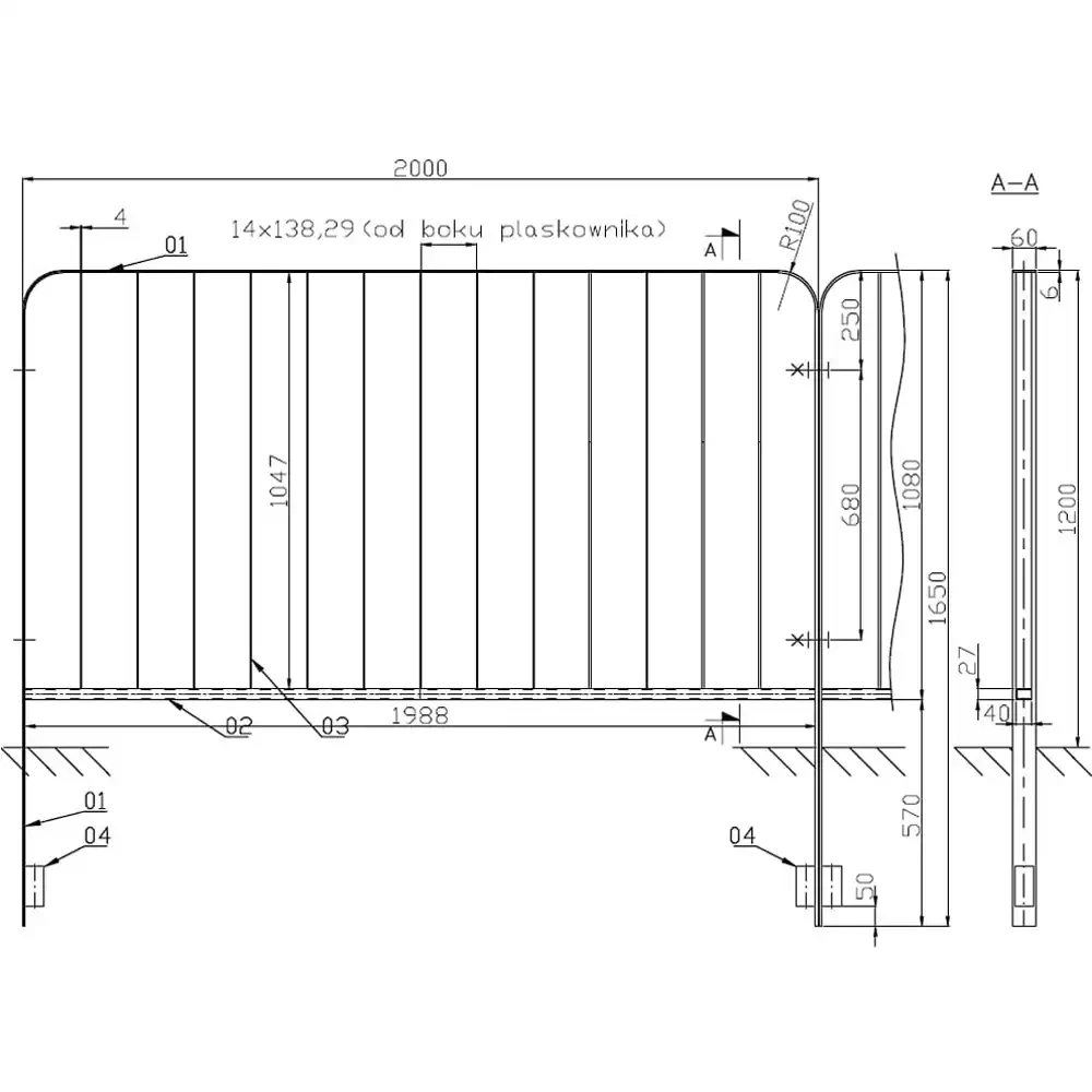 Bariera chodnikowa U-11a - lekka balustrada mostowa - ocynkowana ogniowo - sklep drogowy Widrog.webp