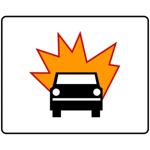 Tabliczka T-23I - dotyczy pojazdów z towarami wybuchowymi lub łatwopalnymi - folia II generacji