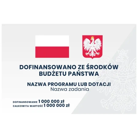 Tablica informacyjna - zadania finansowane lub dofinansowane z budżetu państwa - sklep drogowy Widrog.webp